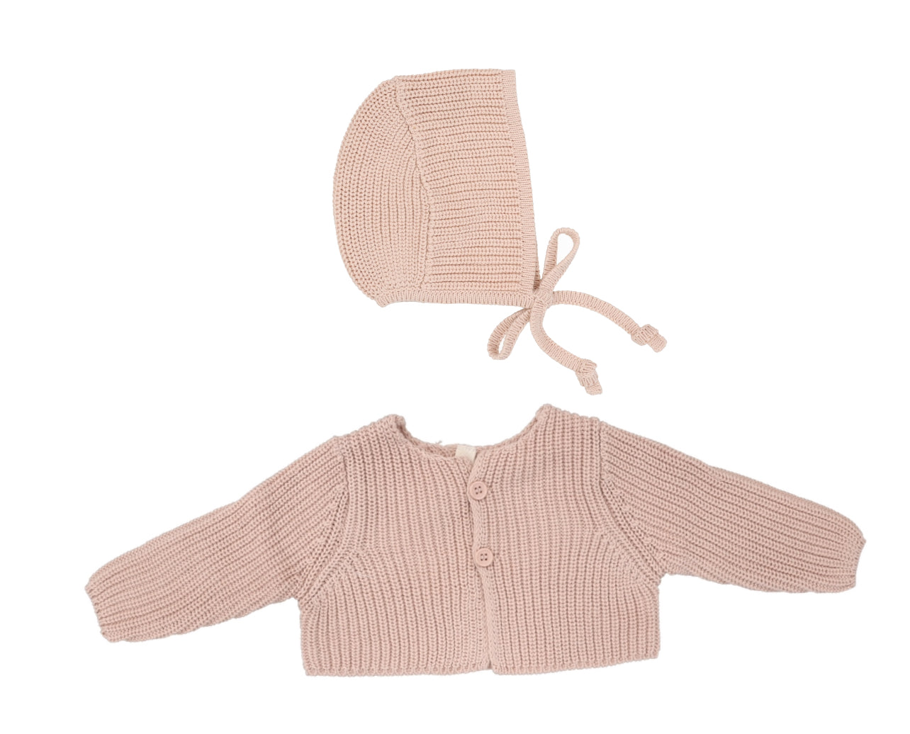 Lilette Chunky Knit Shrug and Bonnet - Powder Pink Lilette Chunky Knit Shrug and Bonnet - Powder Pink