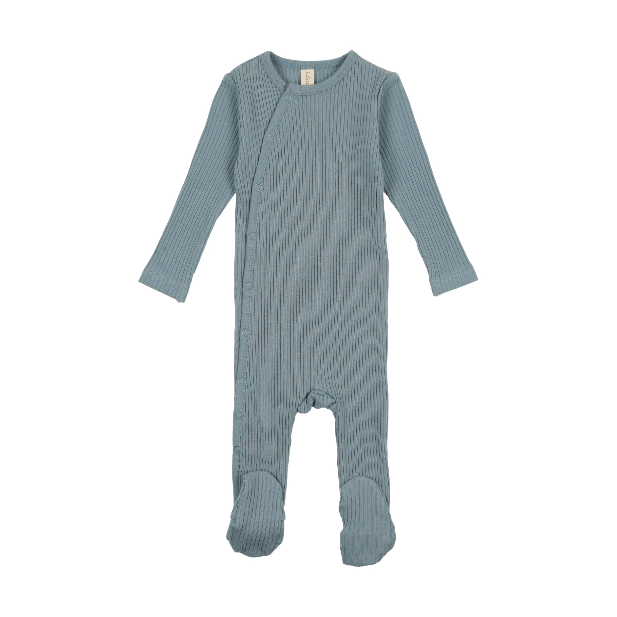 Lilette Brushed Cotton Wrapover Footie - Dusty Blue