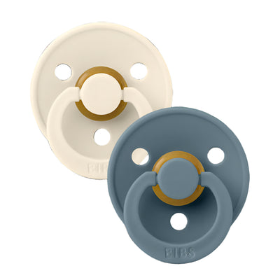 Bibs Two Pack Round Latex Ivory/Petrol Colour Pacifiers