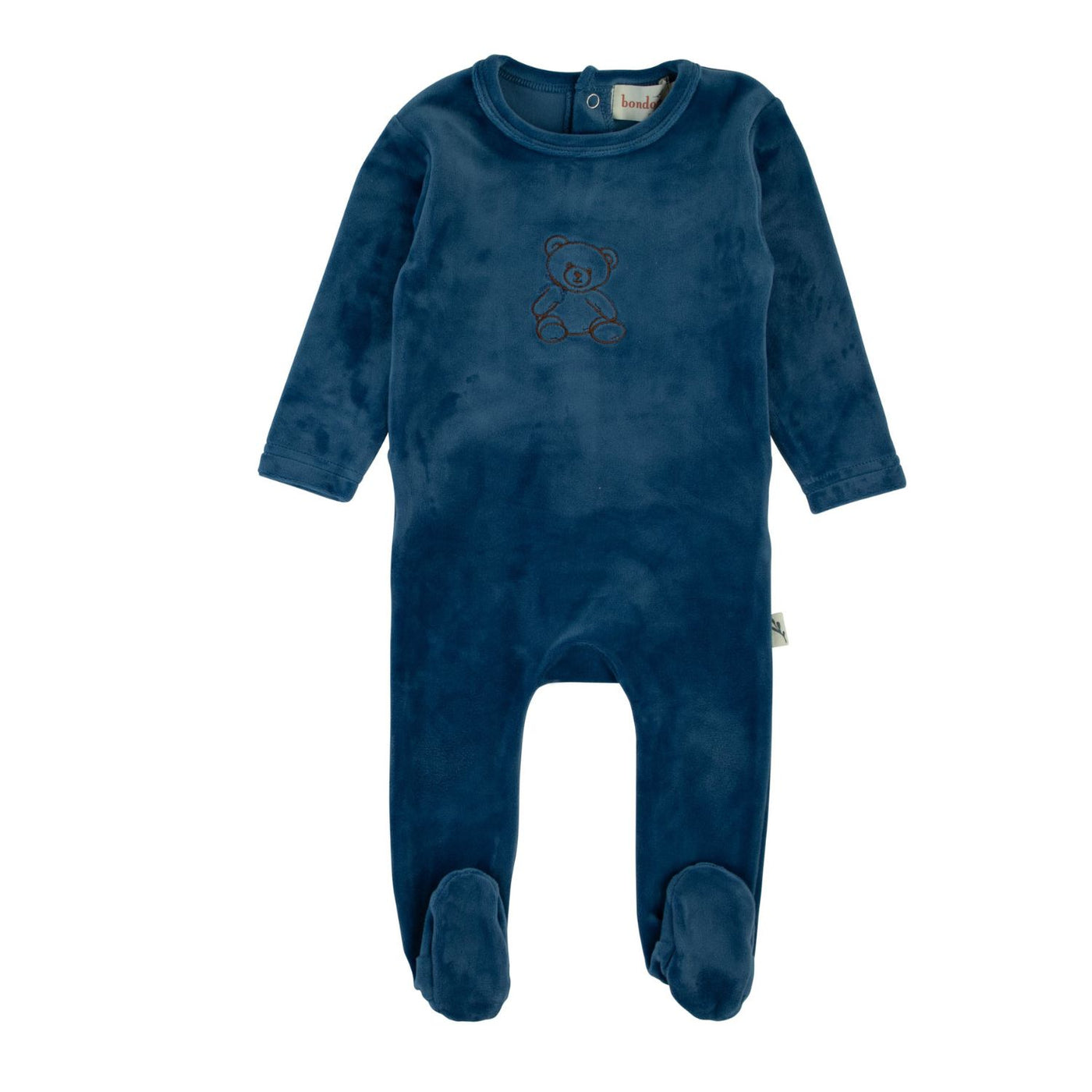 Bondoux Bebe Teddy Collection Blue Velour Footie