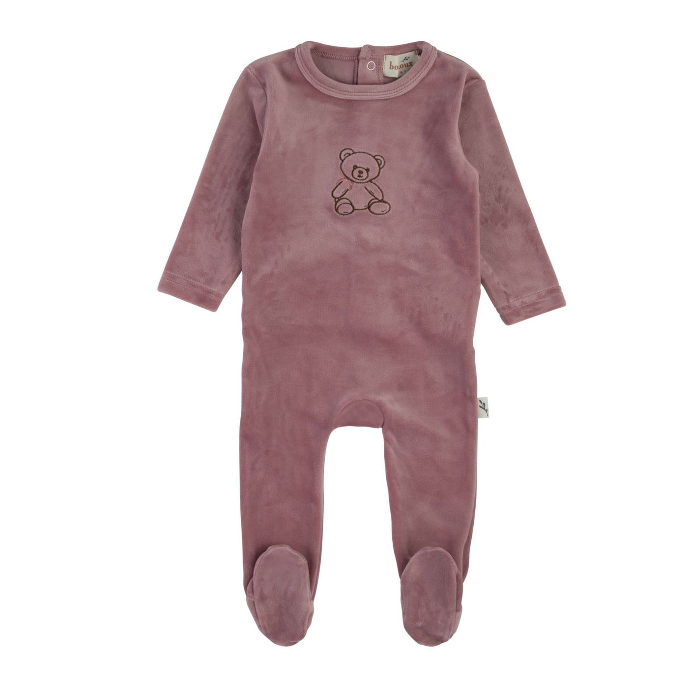 Bondoux Bebe Teddy Collection Soft Mauve Velour Footie