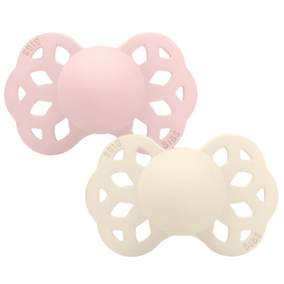 Bibs Two Pack Anatomical Silicone Ivory/Blossom Pacifiers