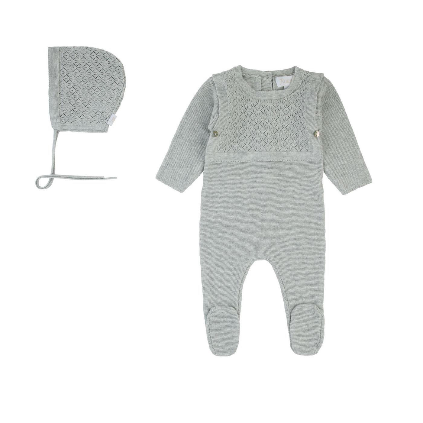 Rompp Vest Knit Grey Footie with Bonnet