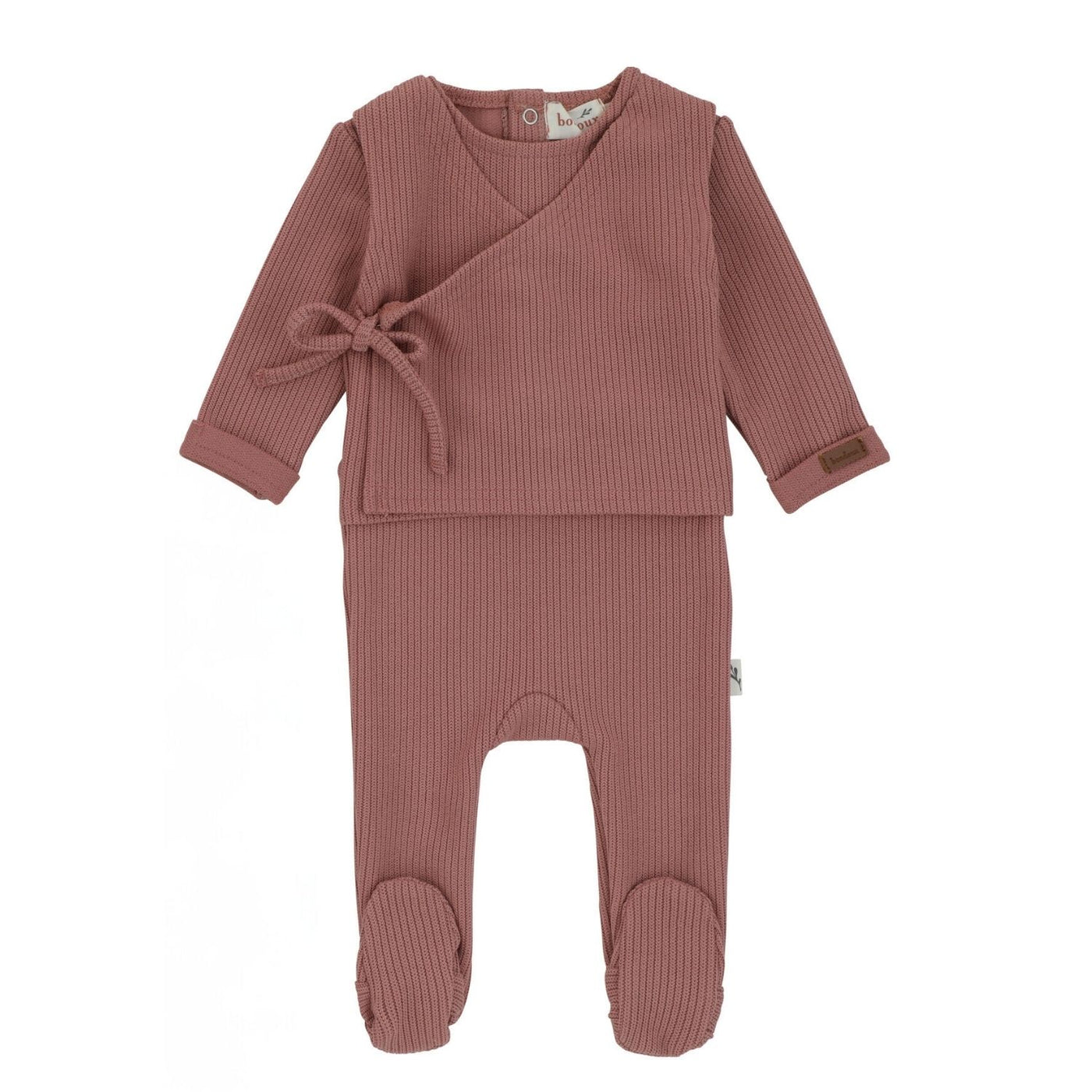 Bondoux Bebe Kimono Collection Rose Knit Footie