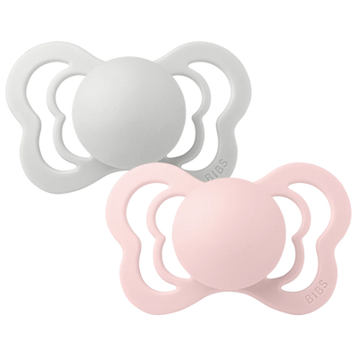 Bibs Two Pack Anatomical Silicone Haze/Blossom Couture Pacifiers