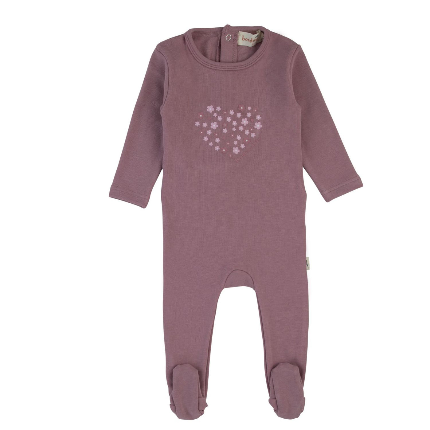 Bondoux Bebe Floral Heart Cotton Lavender Cotton Footie