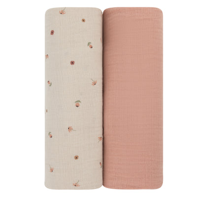 Ely's & Co. Muslin Swaddle Two Pack - Pink Garden Flower Collection