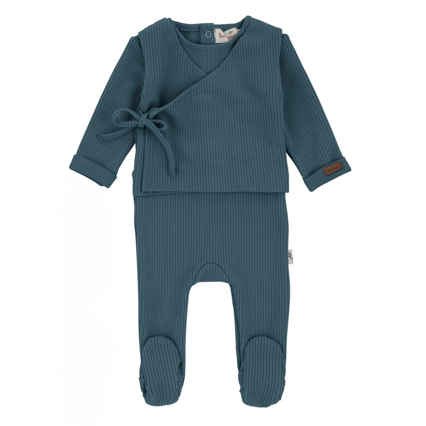 Bondoux Bebe Kimono Collection Deep Blue Knit Footie