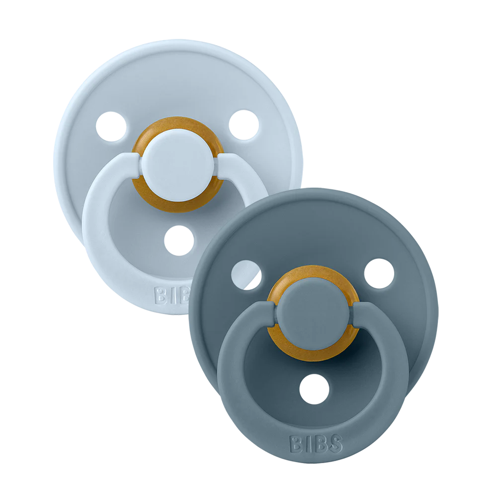 Bibs Two Pack Symmetrical Latex Baby Blue/Petrol Colour Pacifiers