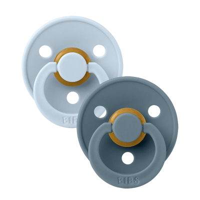 Bibs Two Pack Symmetrical Latex Baby Blue/Petrol Colour Pacifiers