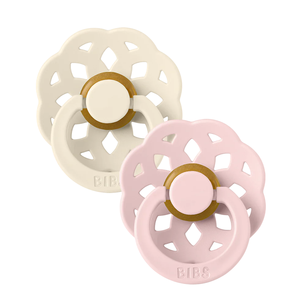 Bibs Two Pack Round Latex Ivory/Blossom Boheme Pacifiers