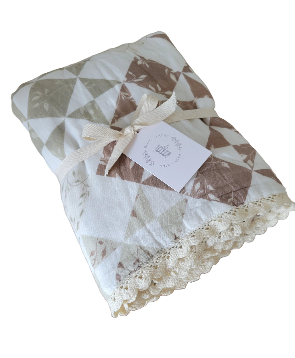 Ellie and Layne Ivy Quilt 6 Layer Gauze Lace Edged Blanket