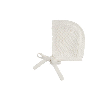 Looms by Ely's & Co. Moss Knit Collection Ivory Footie with Bonnet