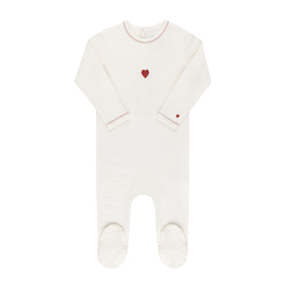 Ely's & Co. Ivory/Red Embroidered Heart Three Piece Set