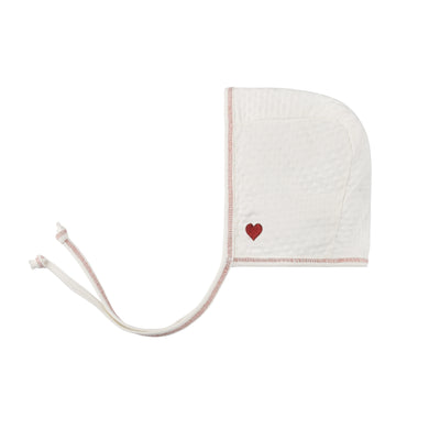 Ely's & Co. Ivory/Red Embroidered Heart Footie with Bonnet