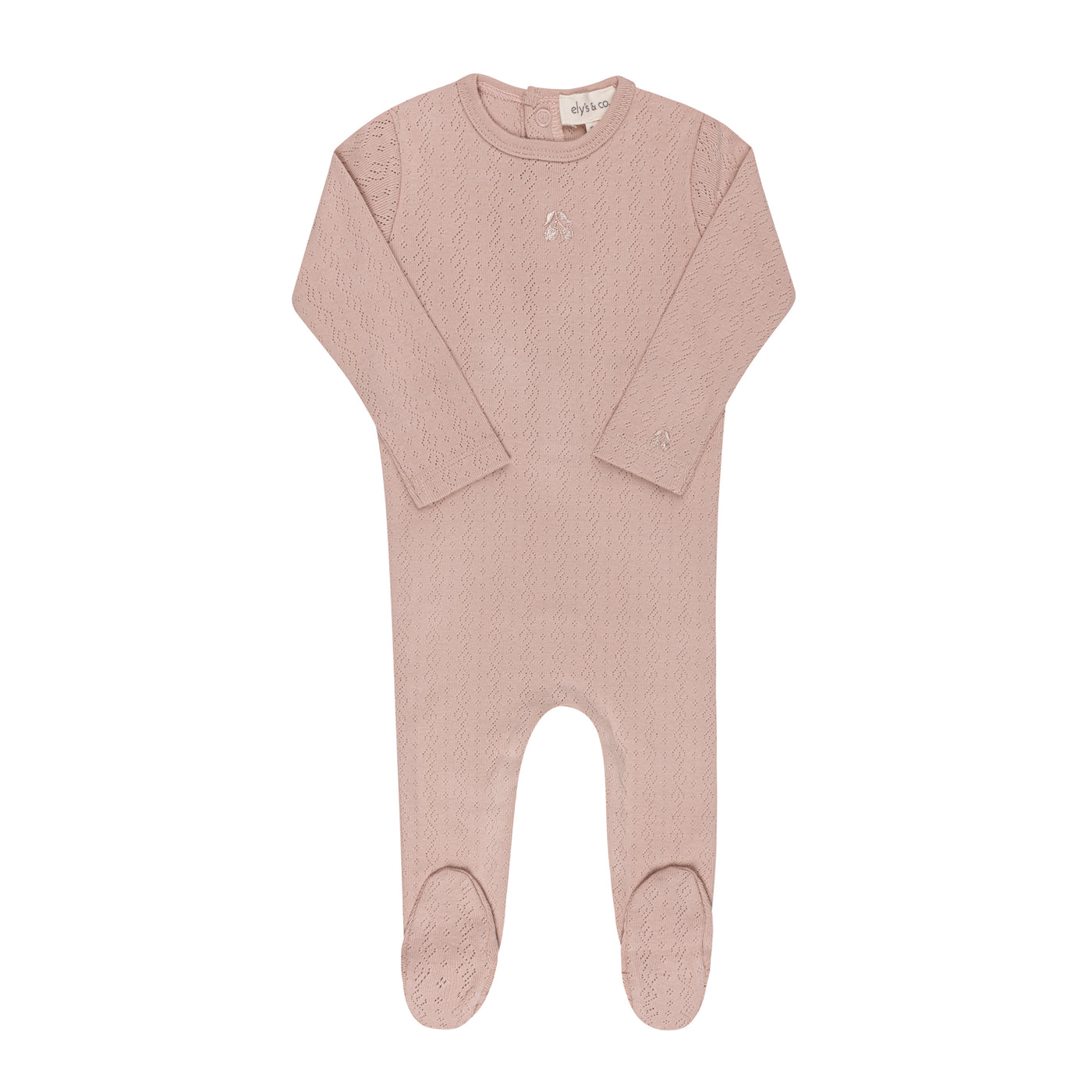 Ely's & Co. Organic Embroidered Cherry Pointelle Collection Pink Footie