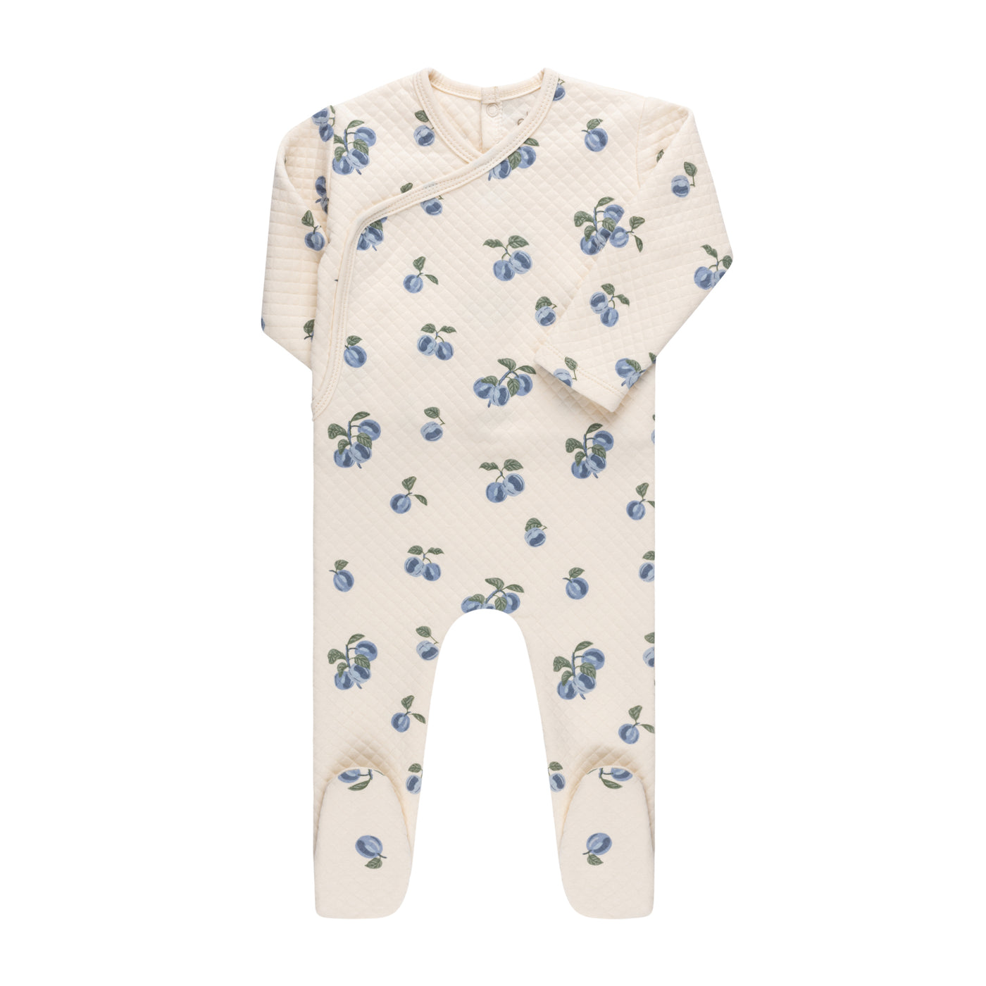 Ely's & Co. Quilted Plum Collecion Cream/Blue Footie