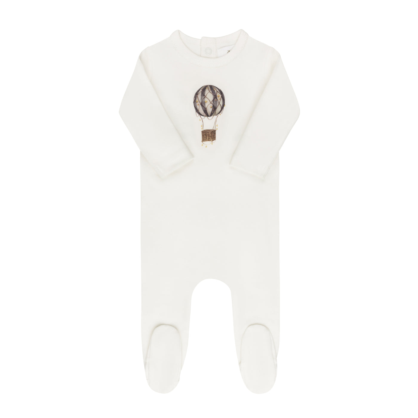Aurora Hot Air Balloon Collection Ivory/Blue French Terry Cotton Footie