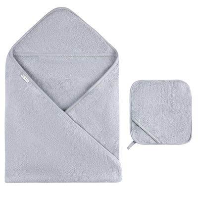 Ely's & Co. Solid Scalloped Hooded Bath Towel and Washcloth Set - Blue Collection