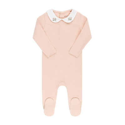 Ely's & Co. Embroidered Collar Collection Pink Footie with Bonnet