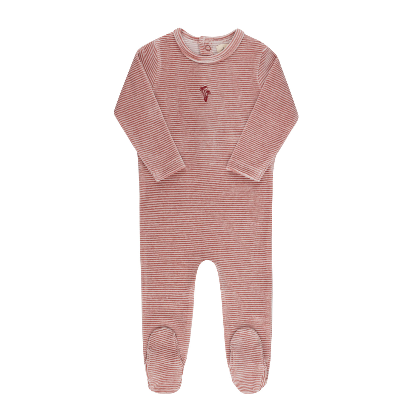 Ely's & Co. Velour Stripe Collection Dark Pink Footie