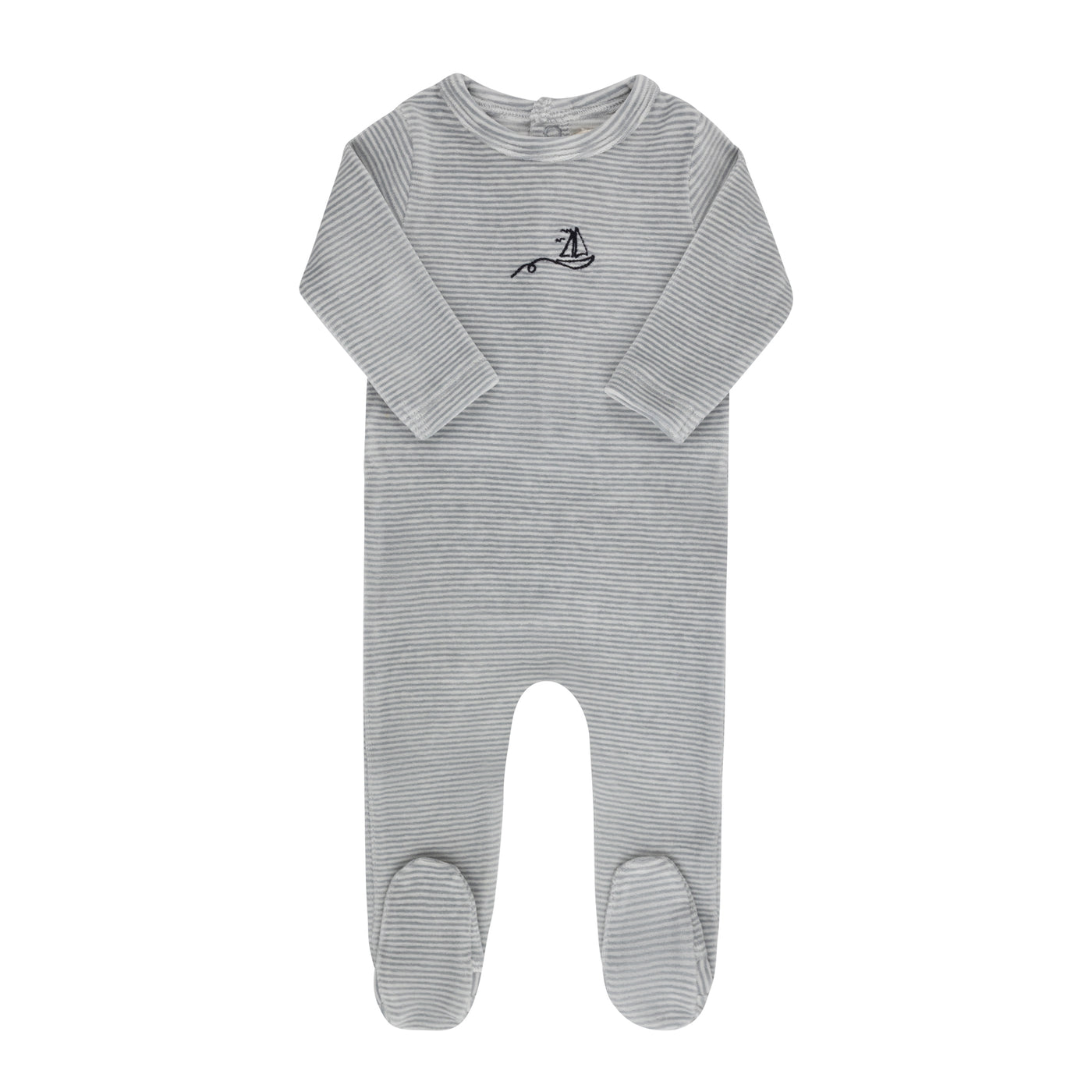 Ely's & Co. Velour Stripe Collection Light Blue Footie