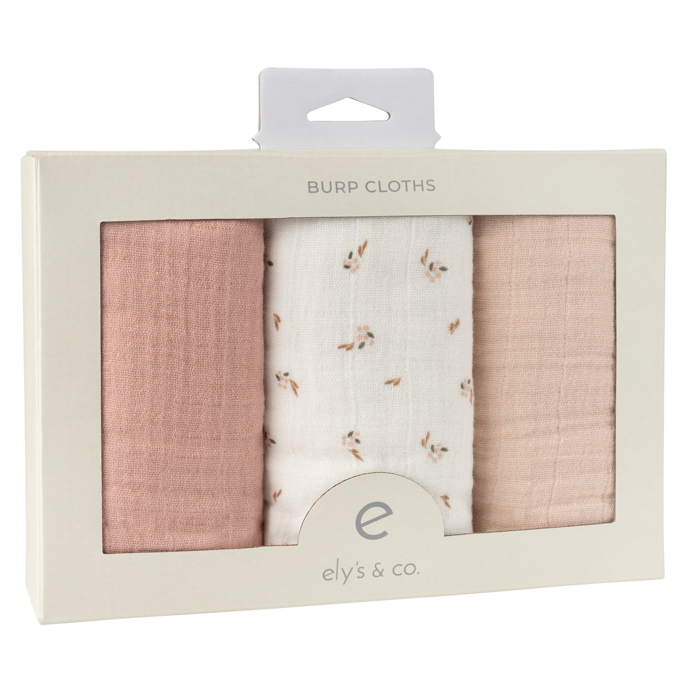 Ely's & Co. Muslin Contoured Burp Cloth Three Pack - Floral Pink Collection