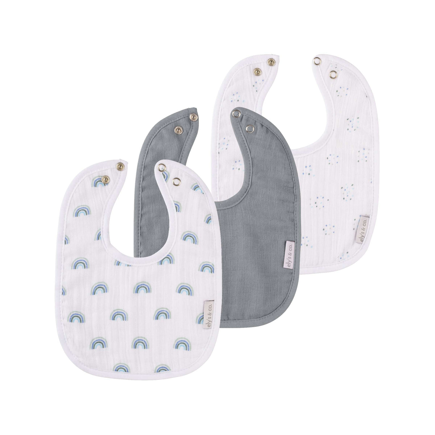 Ely's & Co. 3 Pack Bibs - Blue Rainbow Collection