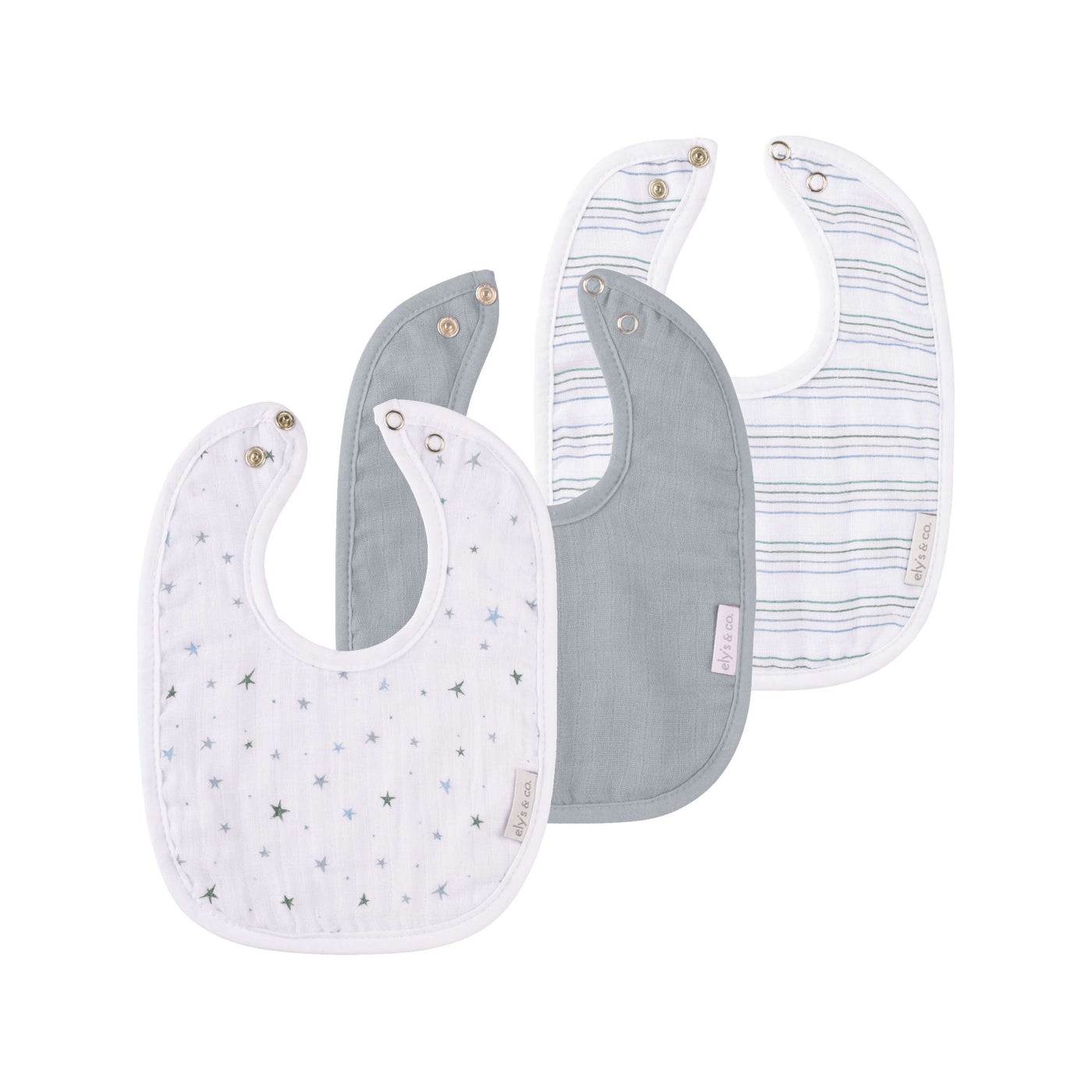 Ely's & Co. 3 Pack Bibs - Blue Stripe Collection