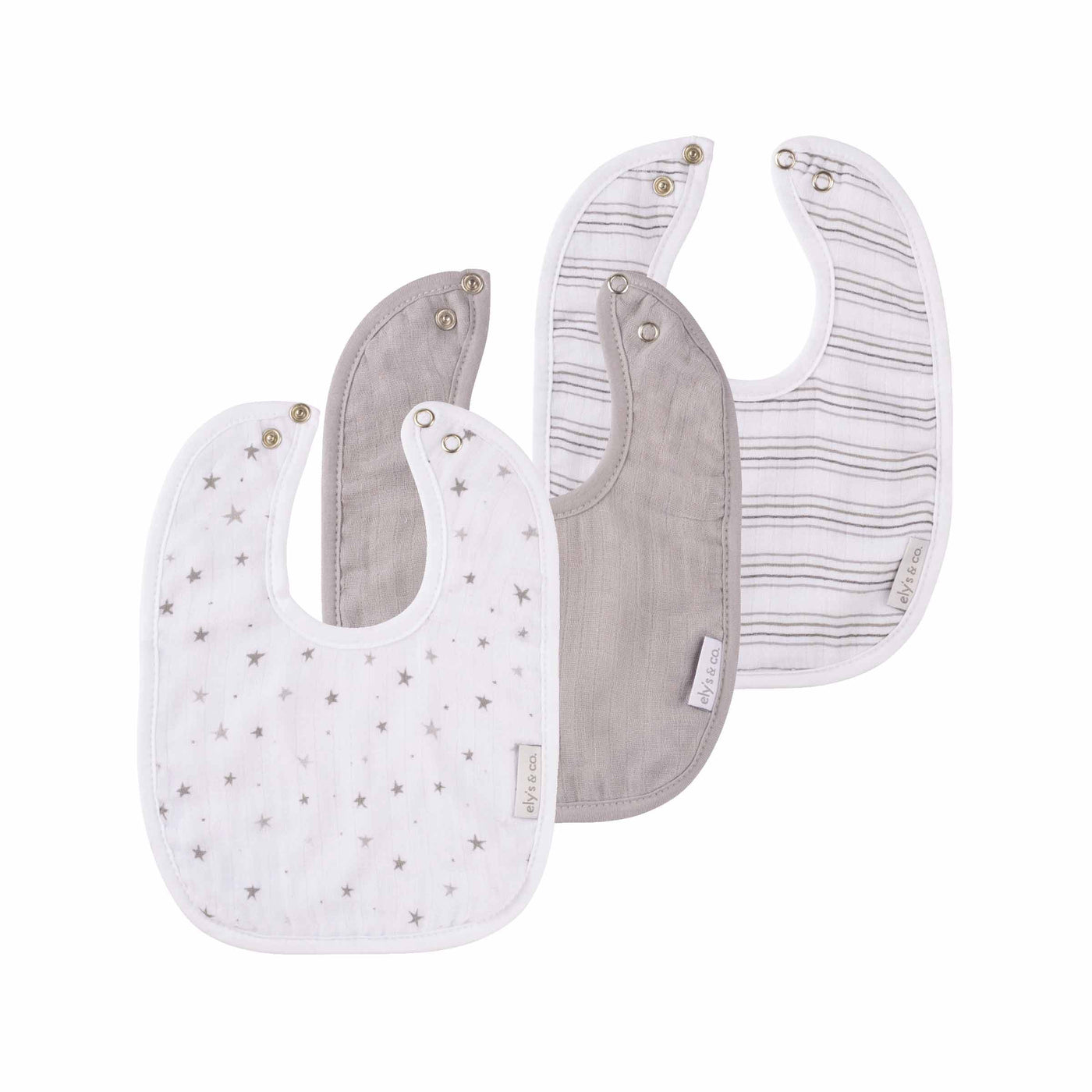 Ely's & Co. 3 Pack Bibs - Gray Stripe Collection