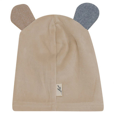 Bondoux Bebe Circles Applique Taupe Velour Footie with Beanie