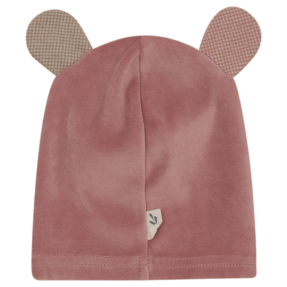 Bondoux Bebe Circles Applique Pink Velour Footie with Beanie