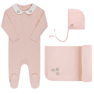 Ely's & Co. Embroidered Collar Collection Pink Three Piece Set