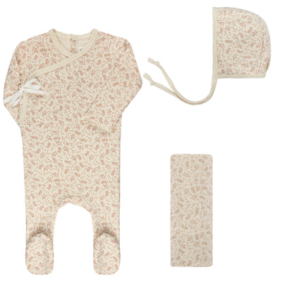 Ely's & Co. Vine Collection Ivory/Pink Cotton Three Piece Set