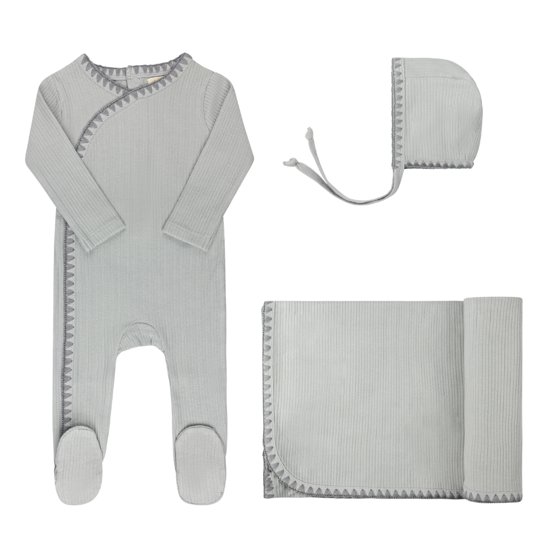 Ely's & Co. Whip Stitch Collection Blue Cotton Three Piece Set