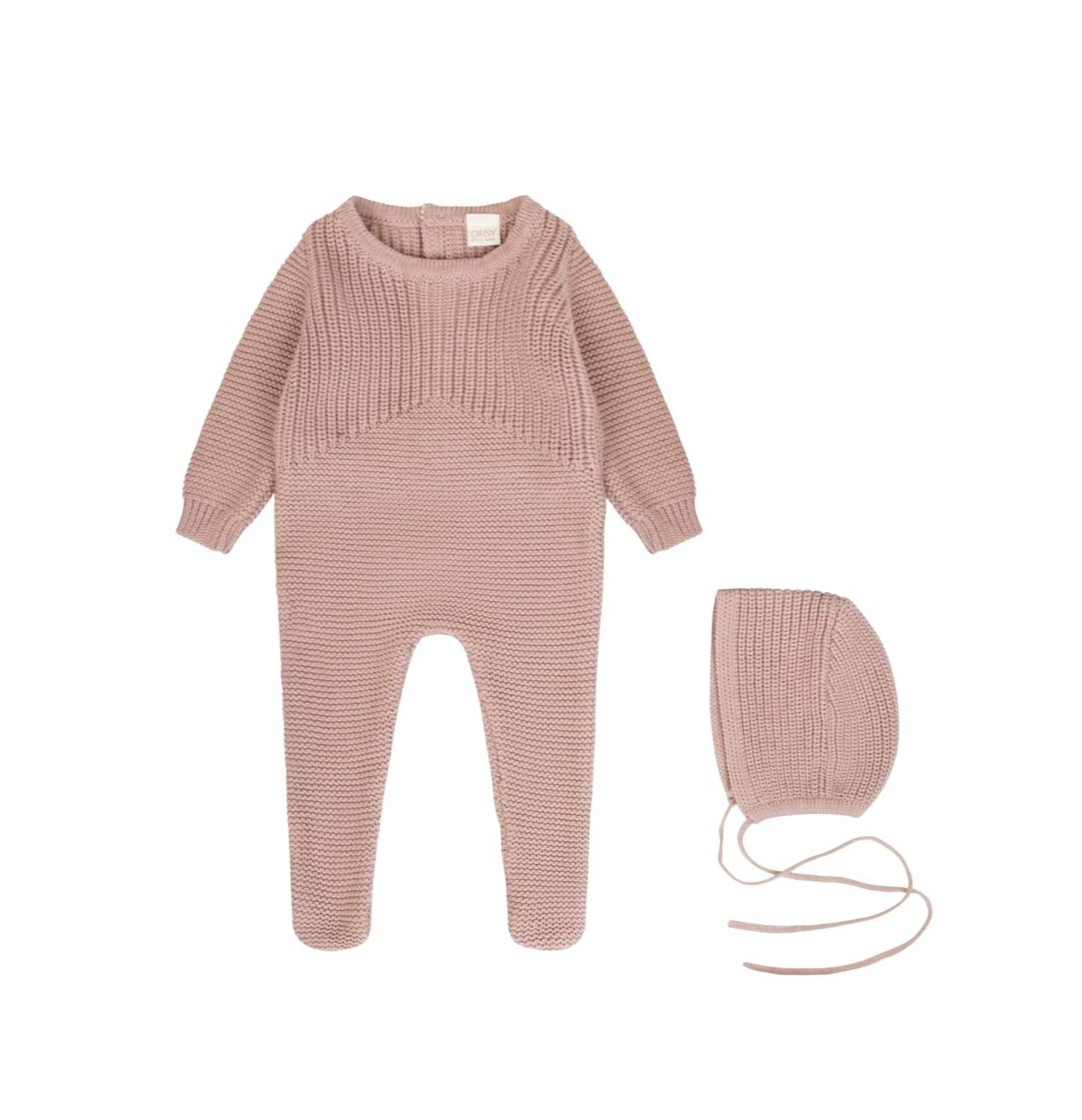 Daisy Muave Knit Footie with Bonnet
