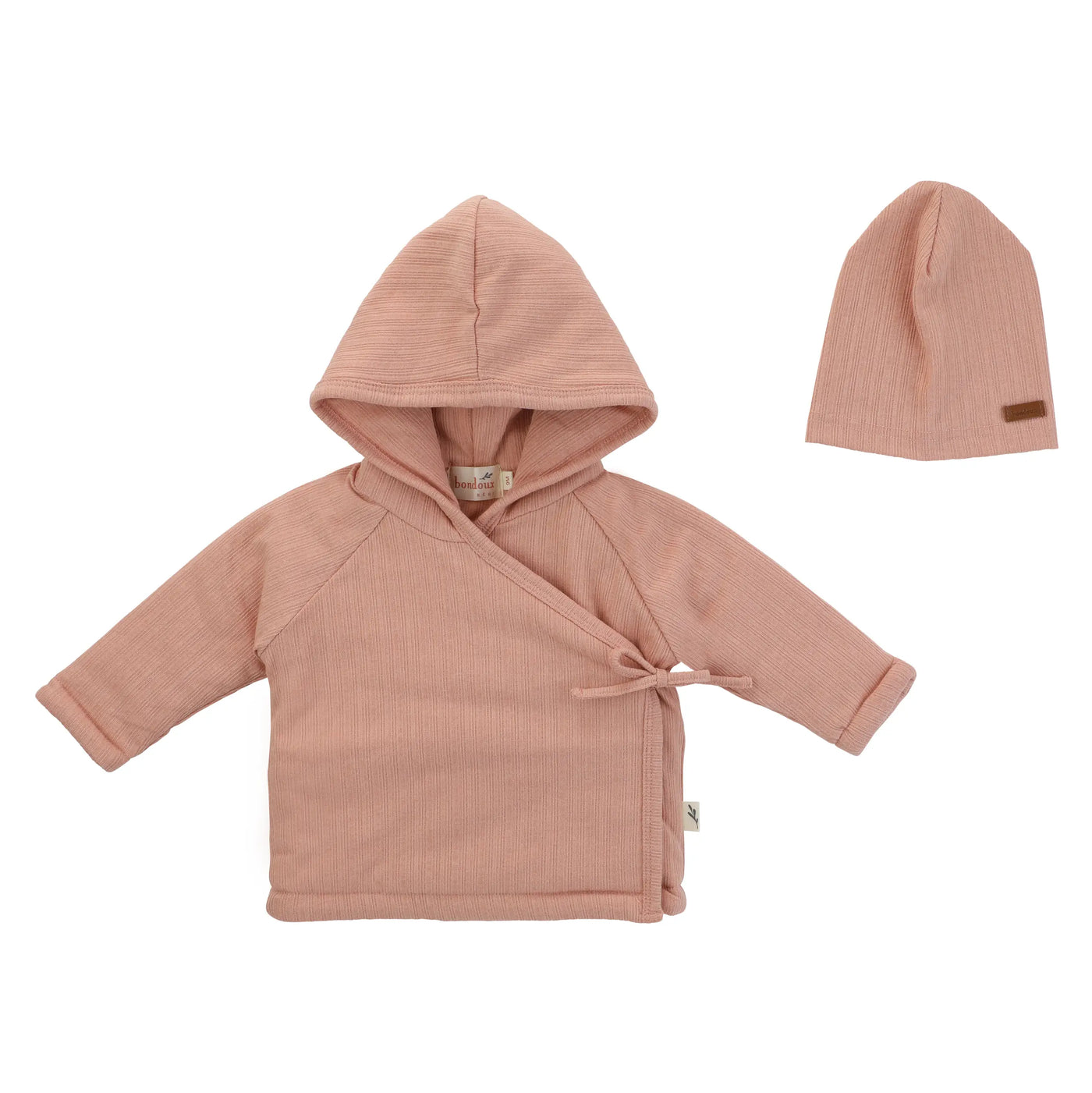 Bondoux Bebe Kimono Knit Apricot Jacket with Beanie