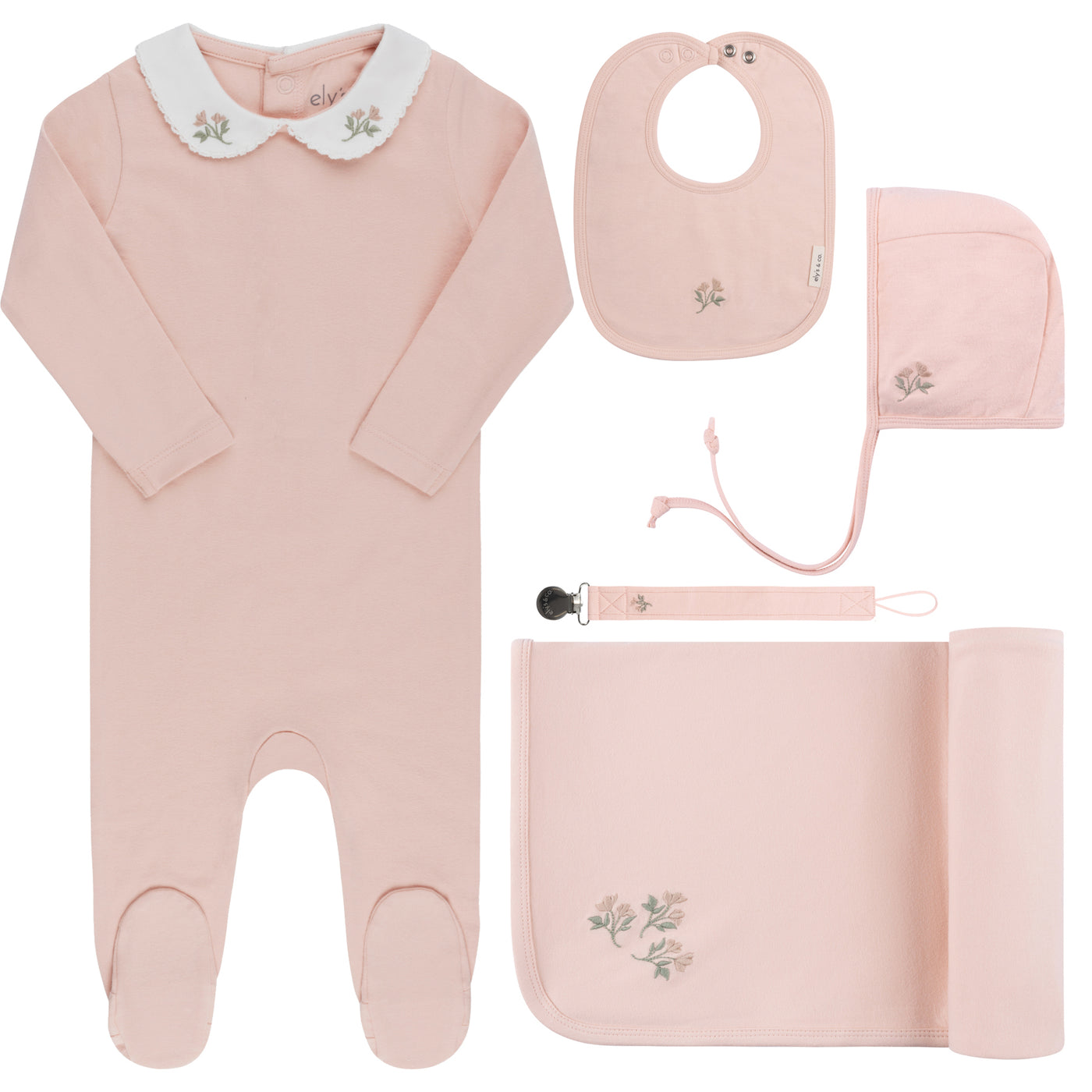 Ely's & Co. Embroidered Collar Collection Pink Five Piece Set