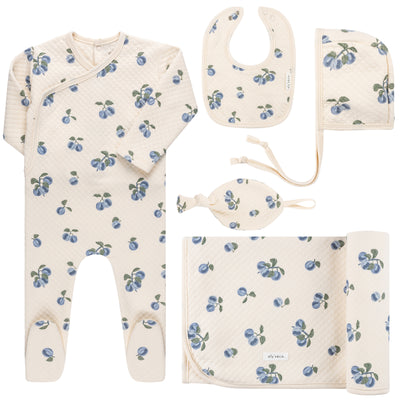 Ely's & Co. Quilted Plum Collecion Cream/Blue Five Piece Set