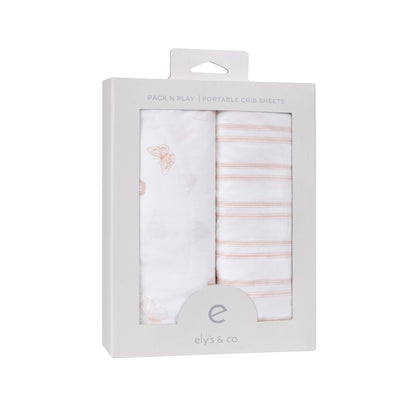 Ely's & Co. Two Pack Crib Sheets - Pink Butterfly Collection