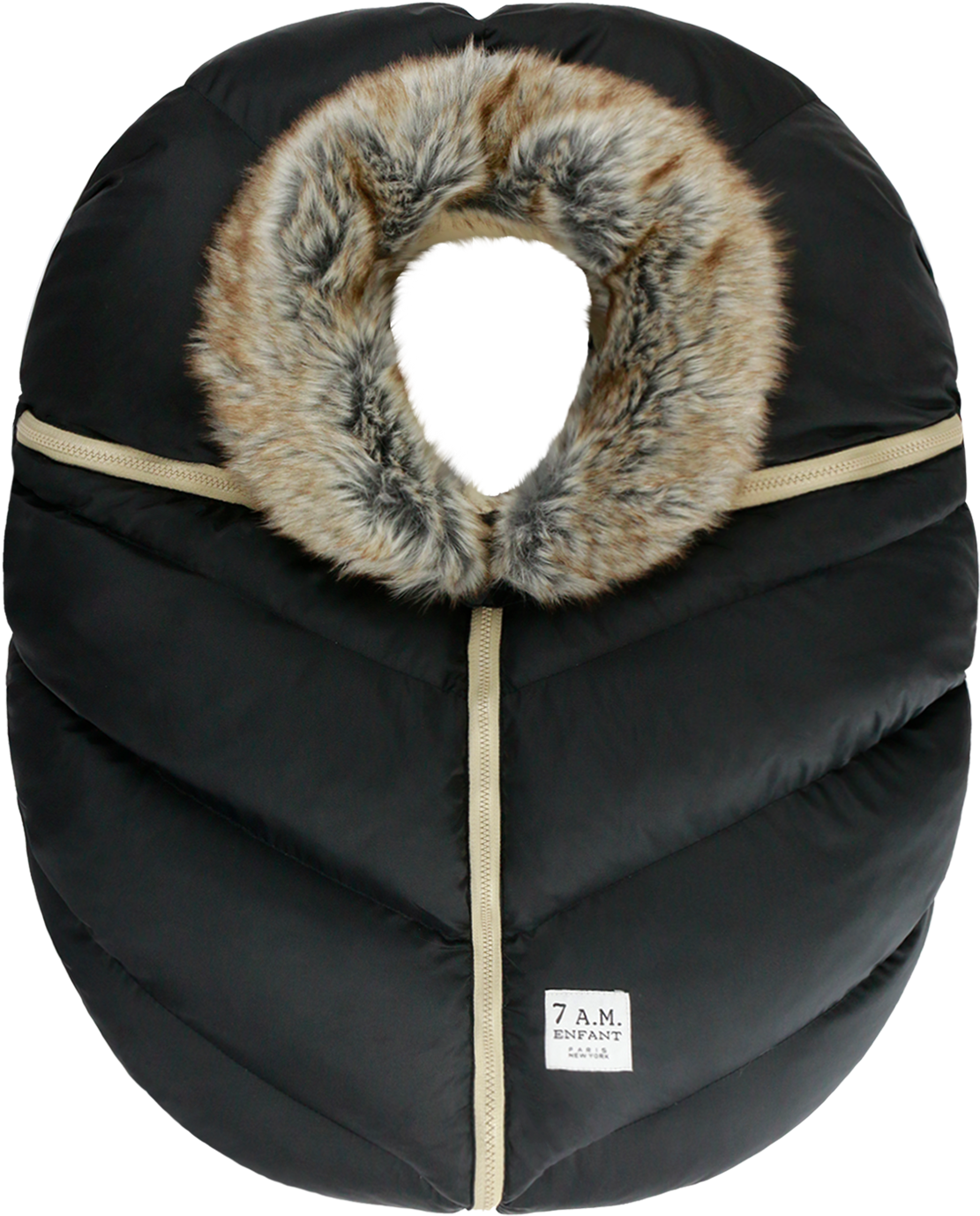 7AM Enfant Car Seat Cocoon - Tundra - Black Faux Fur 0-12M