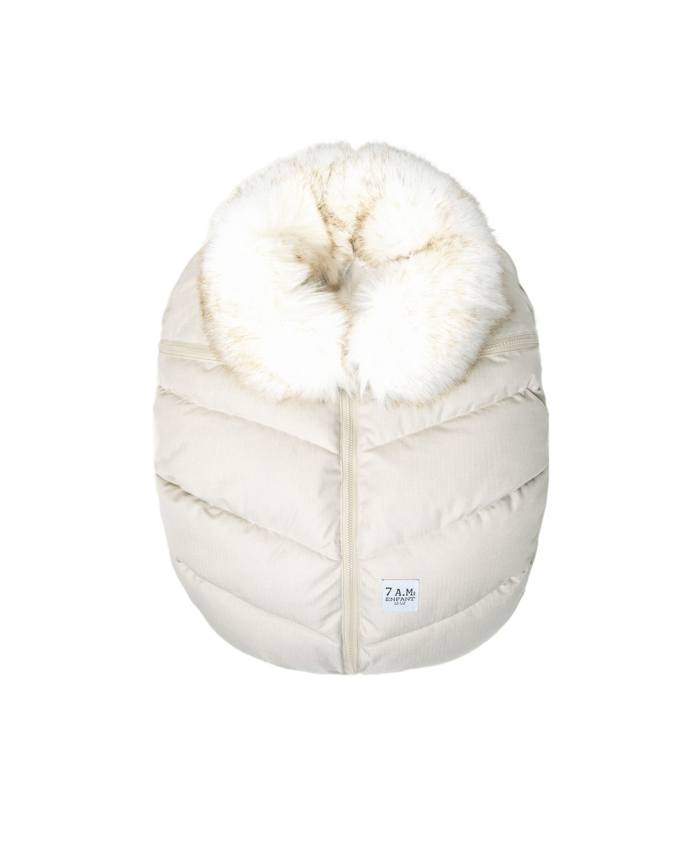 7AM Enfant Car Seat Cocoon - Tundra -Beige Heather /White Fur 0-12M