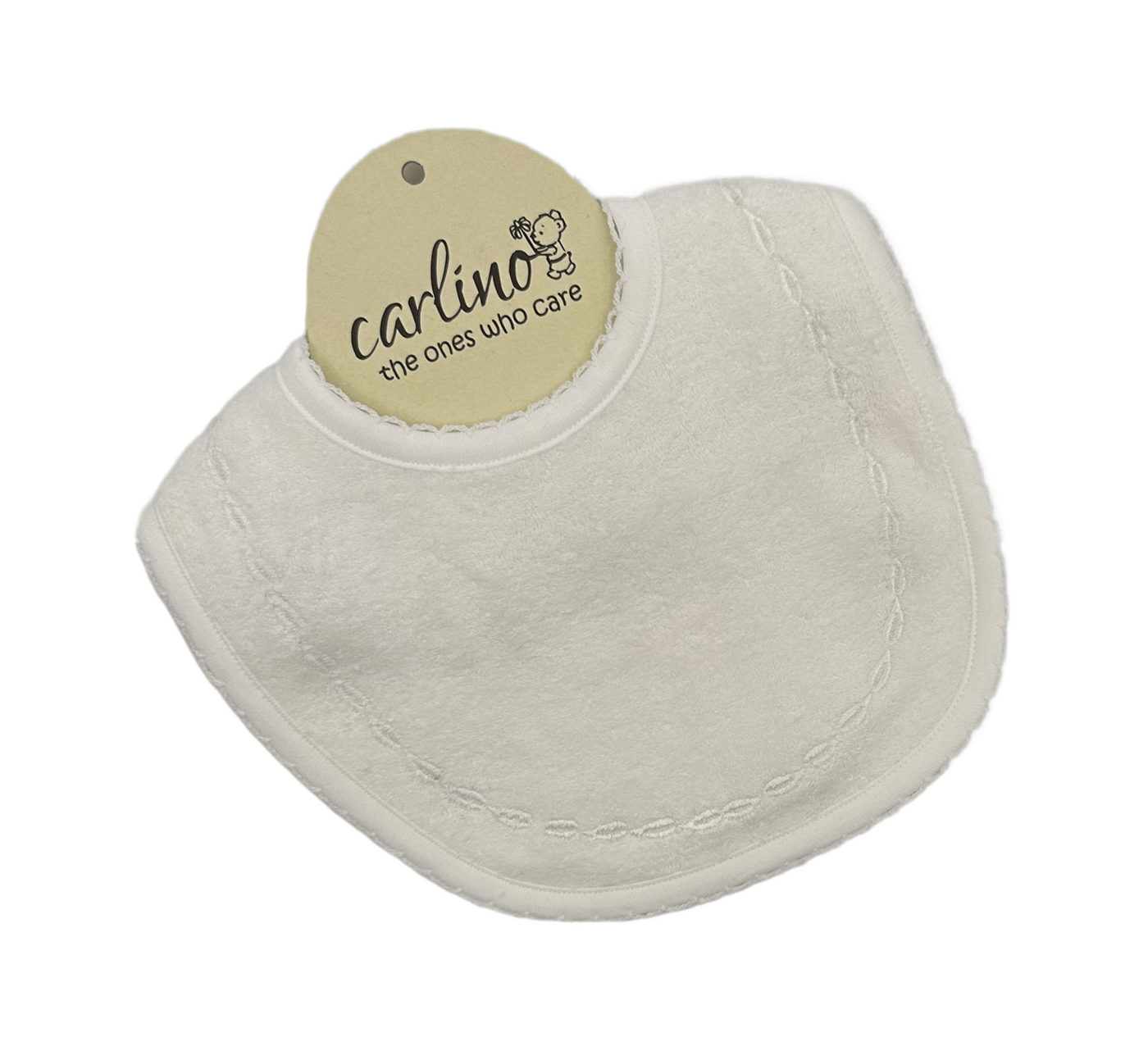 Carlino Leaf Embroidery White/White Terry Bib