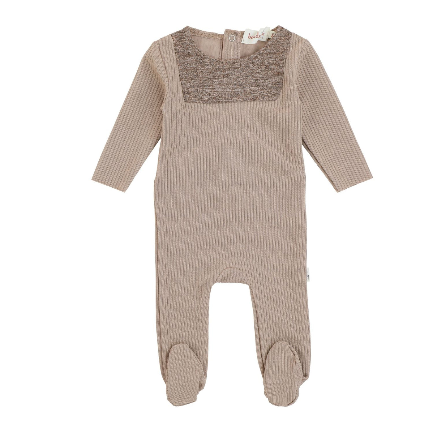 Bondoux Bebe Ribbed/Heather Knit Combo Tan Footie