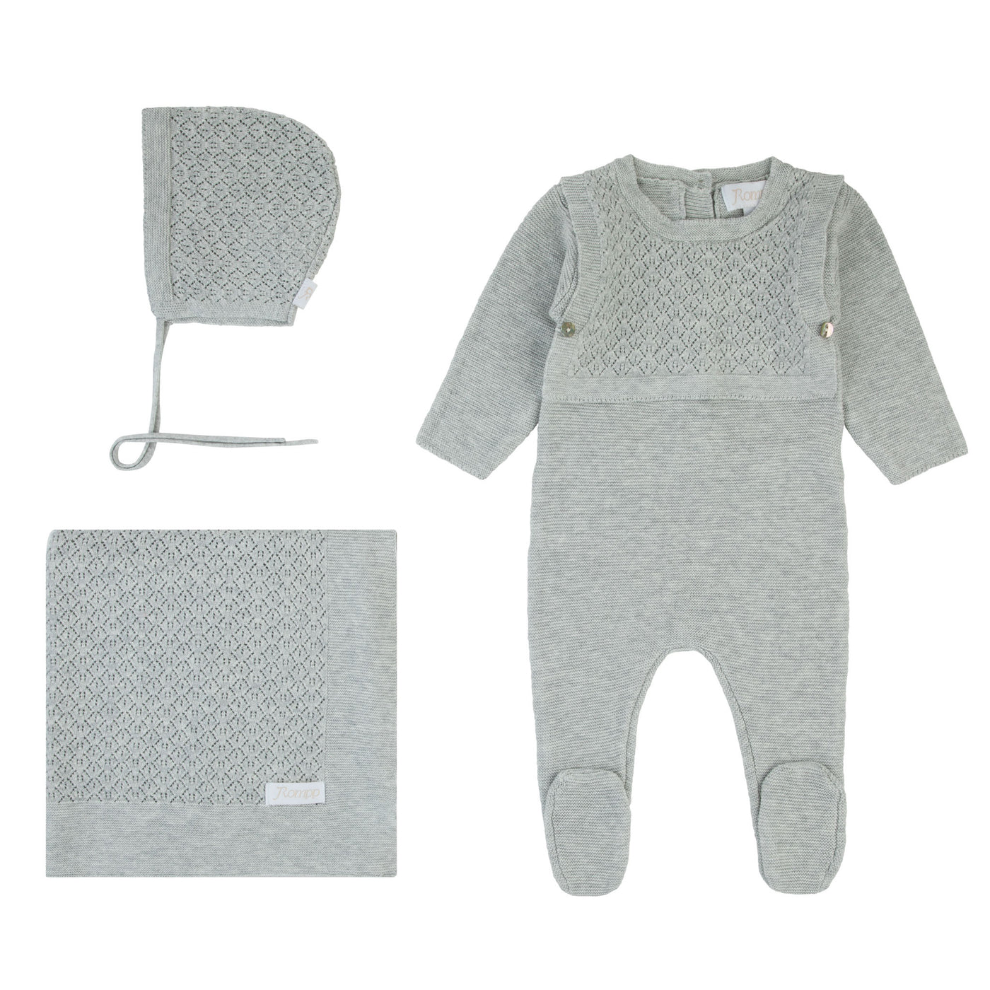 Rompp Vest Knit Grey Three Piece Set