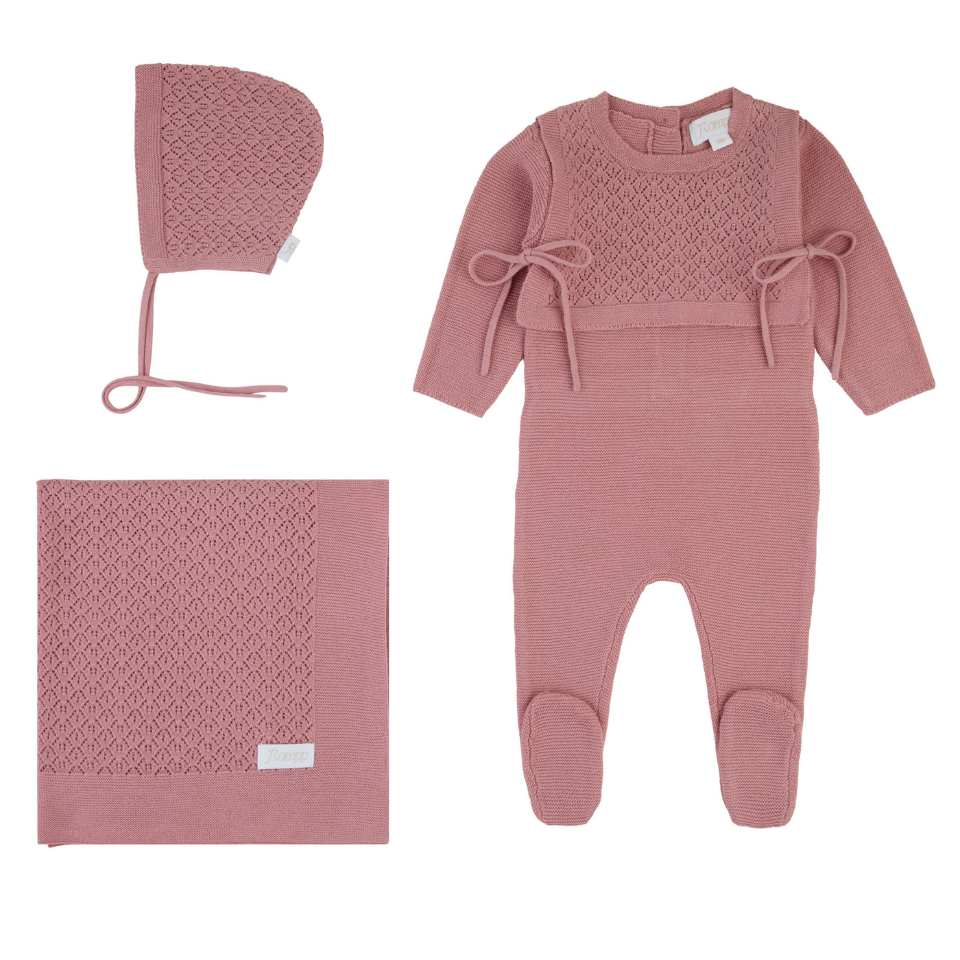 Rompp Vest Knit Rose Three Piece Set