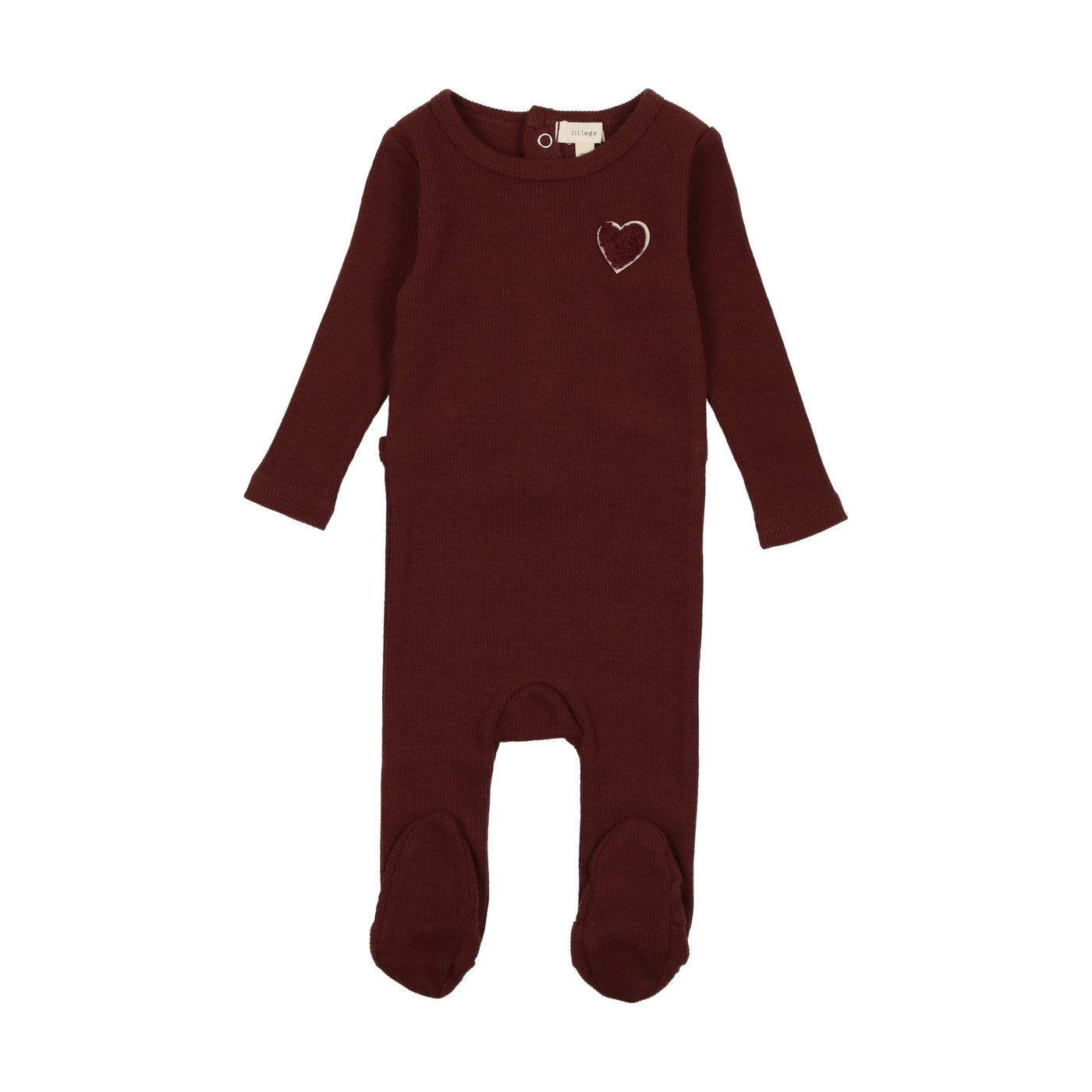 Lil Legs Heart Applique Burgundy Footie