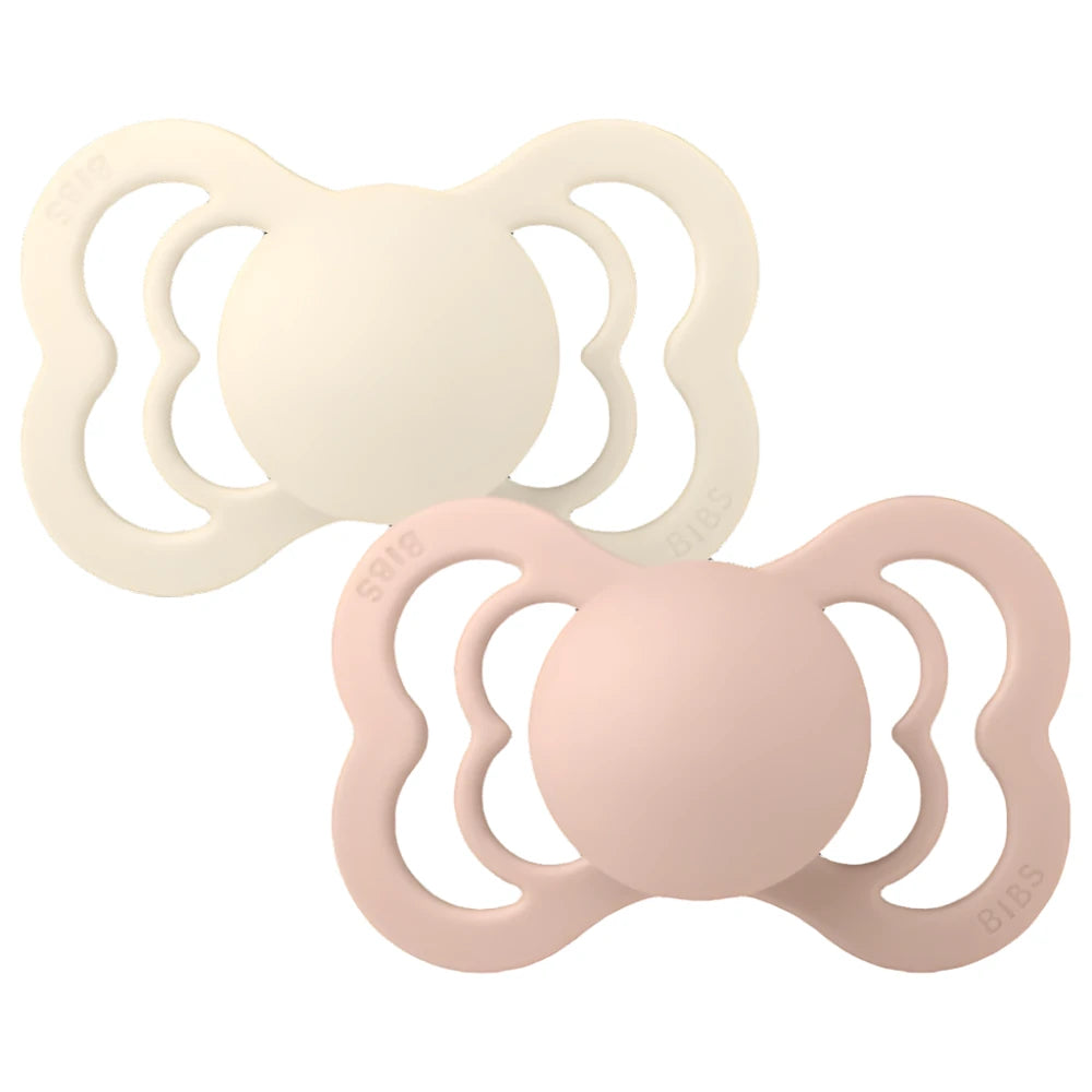 Bibs Two Pack Symmetrical Silicone Ivory/Blush Pacifiers