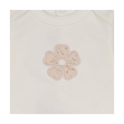 Mon Tresor Blooming Rose Ivory/Pink Cotton Footie with Bonnet