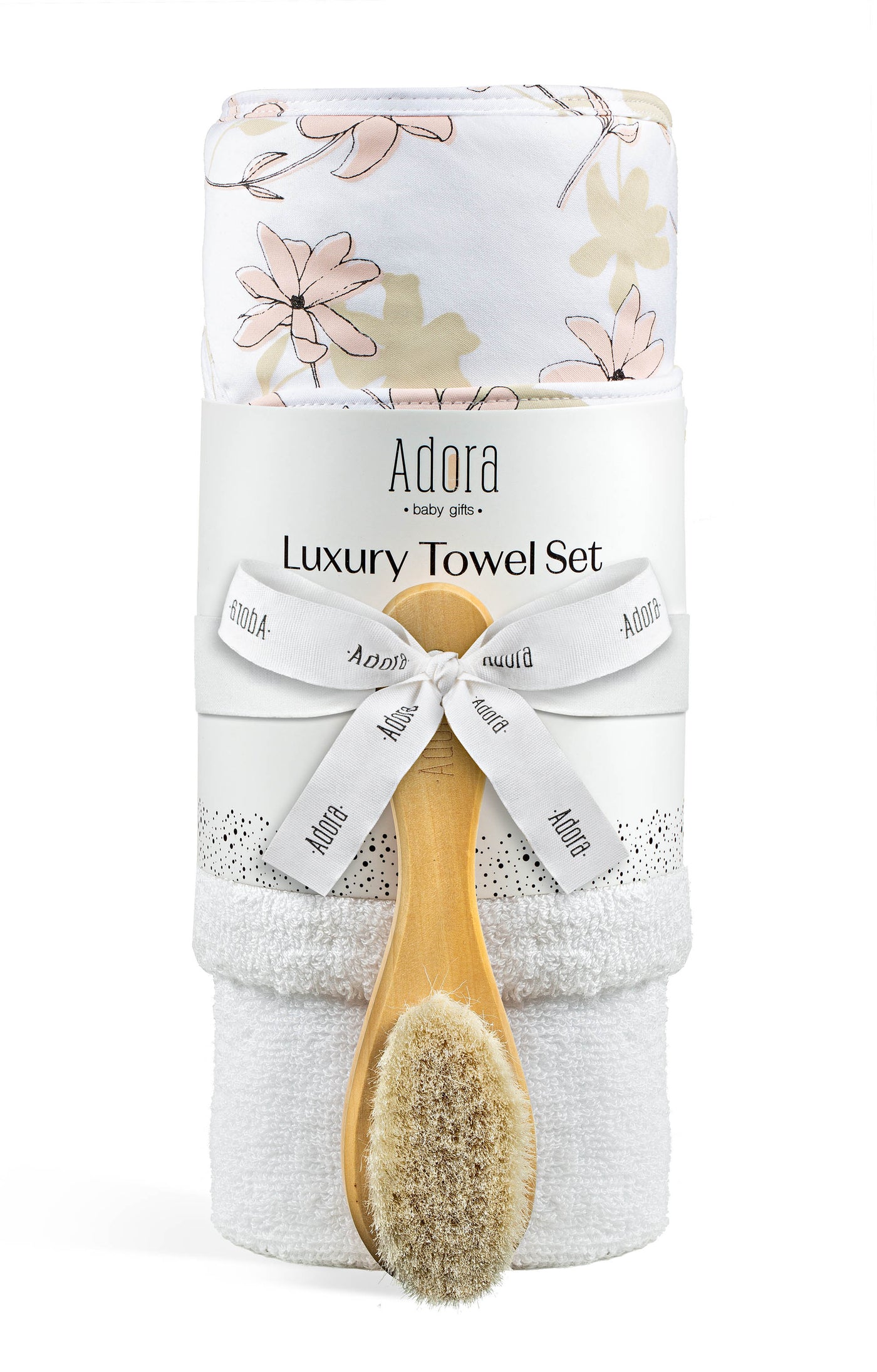 Adora Baby Towel/Brush Bath Gift Set - Pink Blossom